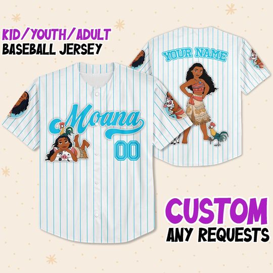 Custom Disney Moana Pets Blue Stripe Baseball Jersey