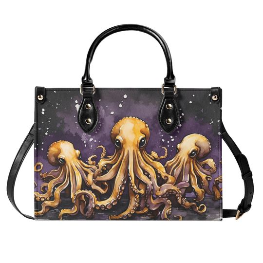 Purple Octopus Purse, Vegan Leather Hand Bag
