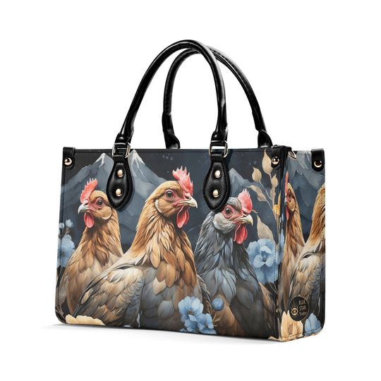 Farmhouse Chickens Purse Handbag, Faux Leather Luxury Hand Bag