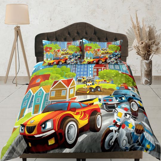 Monster truck police car bedding set