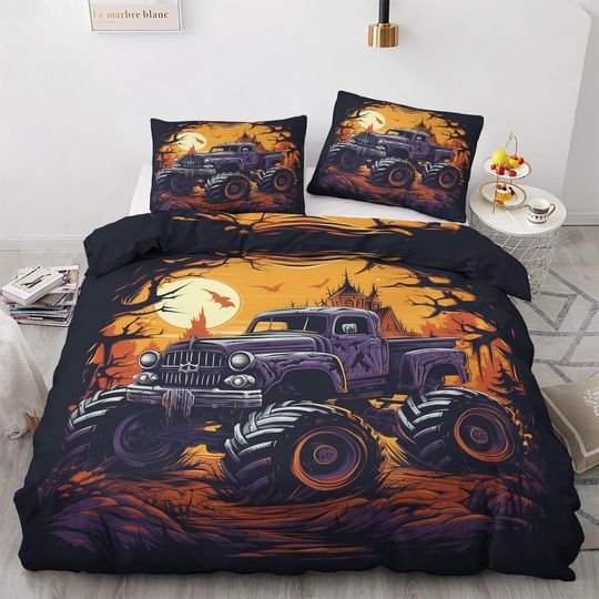 Monster Truck Bedding Sets - Halloween Reversible Patterned