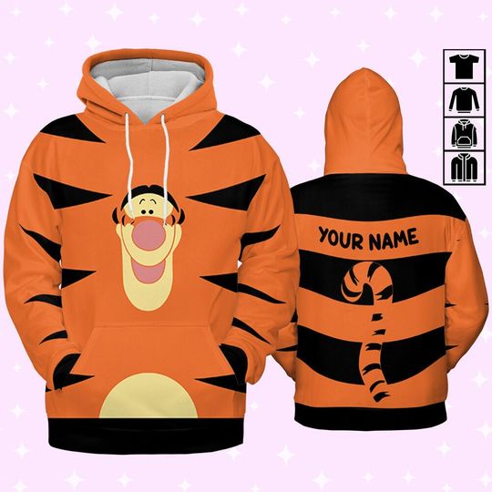 Personalize Winnie The Pooh Tigger Face Hoodie