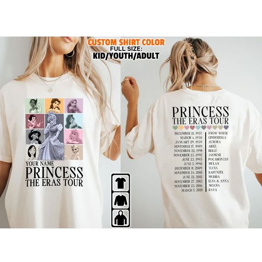 Custom Princess Disney Eras Tour Double sided T-Shirt
