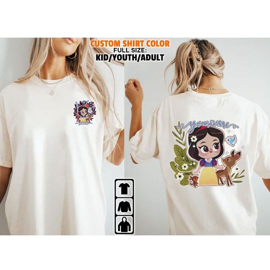 Custom Snow White Princess Double sided T-Shirt