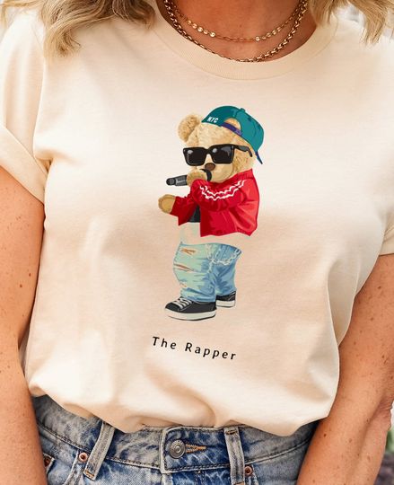The Rapper Teddy Bear Hippie Shirt, Rapper Funny Bear Tee