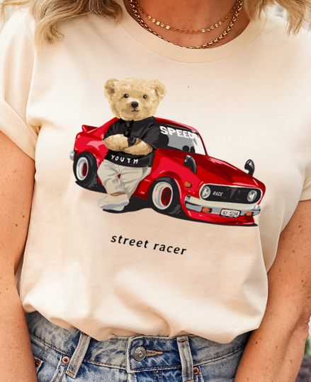 Street Race Bear Shirt, Bear Pocket TShirt