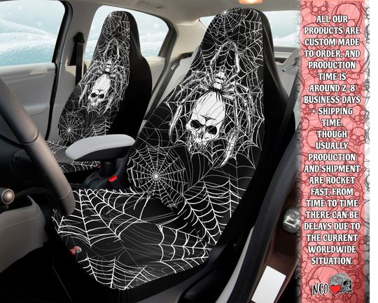Lurking Death - spider skull web Car Seat Covers