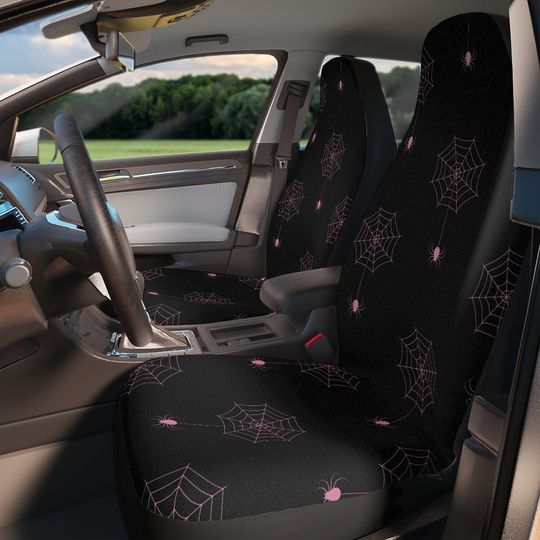 Spider Web Car Seat Covers Pink & Black