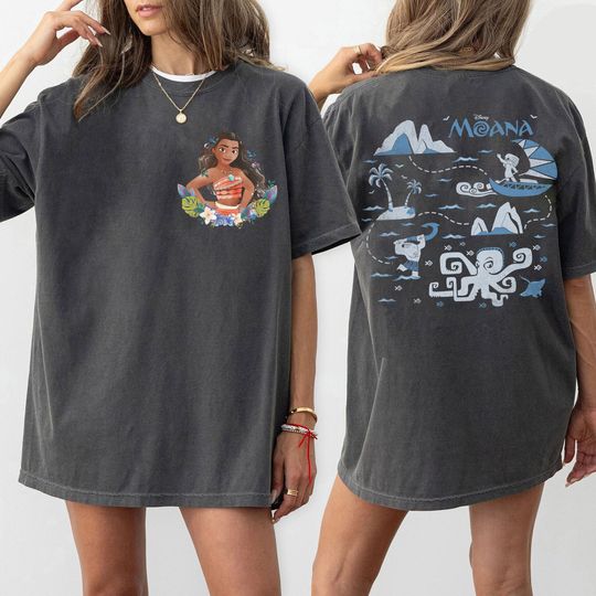 Disney Moana Maui Ocean Map Double Sided Shirt