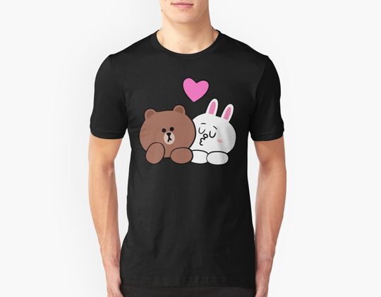 Brown and Cony in Love T-Shirt, Bear and Bunny T-Shirt