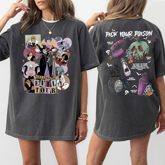 Vintage Disney Villains The Evil Tour Double Sided Shirt