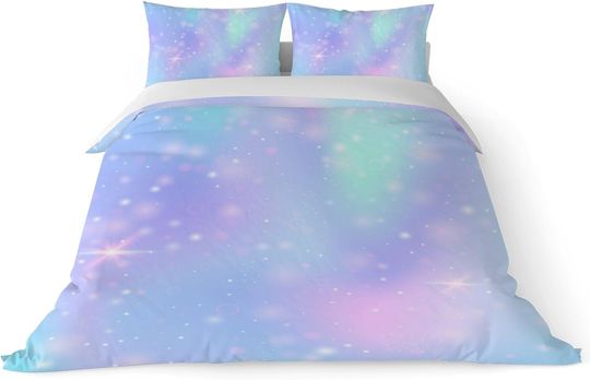 Galaxy Purple Starry Sky Printed  Bedding Set