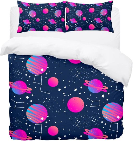 Space Galaxy - Purple - Planets Stars Bedding Set