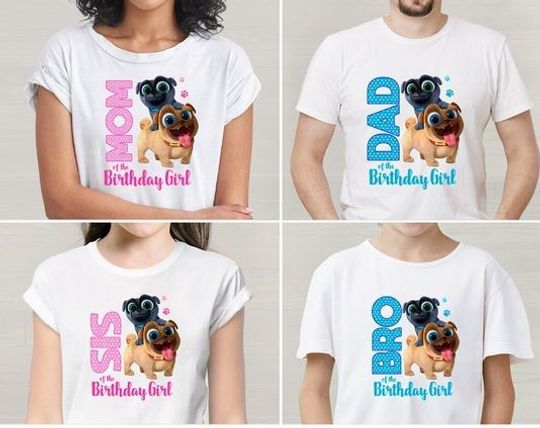 Puppy Dog Pals Birthday Shirt, Family Shirts, Design Shirt Mom, Dad, Brother, Sister, Birthday Girl, Puppy Dog Pals Decor Party Supplies