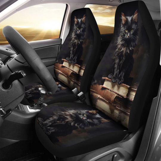 Gothic Cat Car Seat Cover, Made Cover New Car Gifts for Her Car Accessories Front Seat Covers