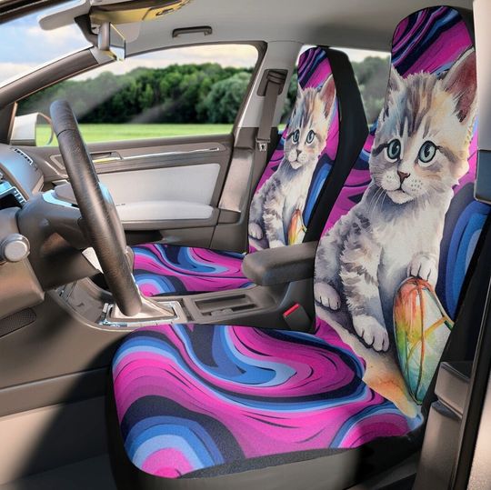 Kitten Car Seat Covers,Cat Seat Covers for Vehicle,Cat Car Decorations,Car Seat Protectors,New Driver Gift,New Car Gift,Cat Car Decorations