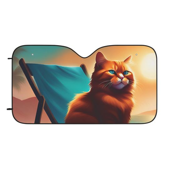 Drive in Purrfect Comfort: Fluffy Orange Cat Car Sun Shades. Whimsical Protection for Your Feline Friendly Ride!