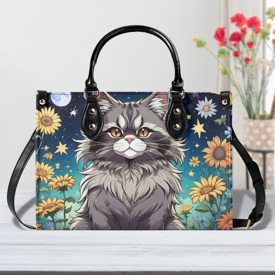 Mane Coon Cat Luxury Women PU Leather Handbag