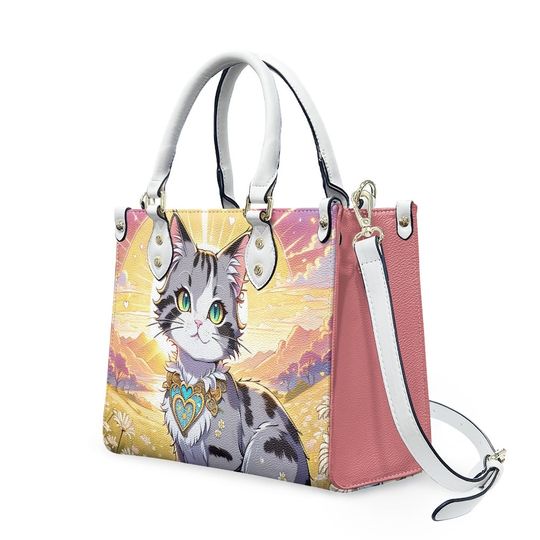cat purse Leather Handbag, gift for mom