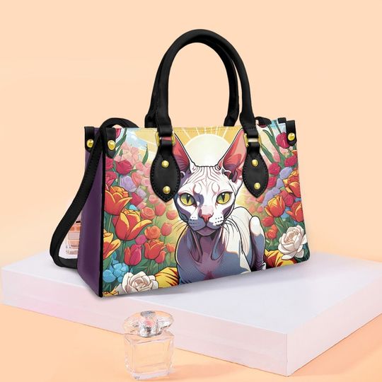 sphinx cat Leather Handbag, gift for mom