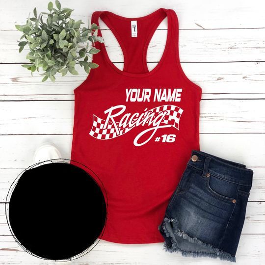 Personalized Your Name Number Racing Shirt, Ladies Tank Top, Dirt Bike BMX Stock Car Motocross Race Day Shirt