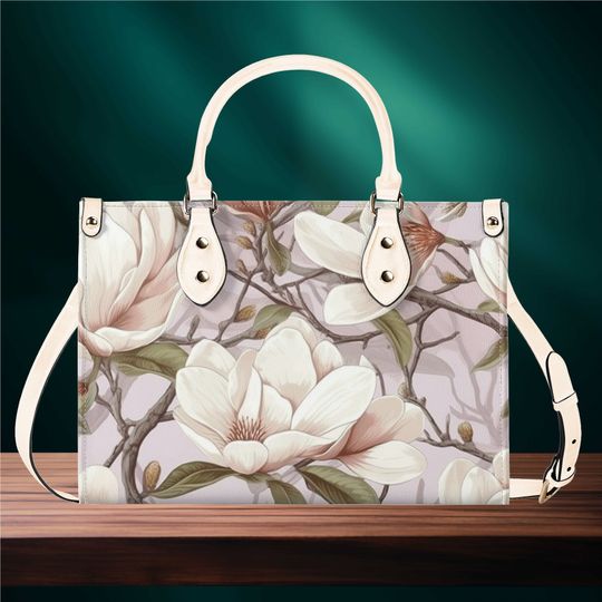 Floral Leather Handbag, gift for mom