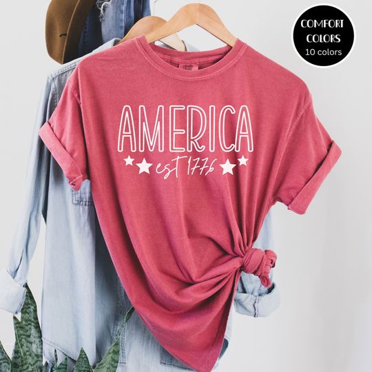Comfort Colors America Shirt, Fourth of July Shirt, Big USA Tshirt, America Comfort Colors Tshirt, Patriotic Shirt, America Est Shirt