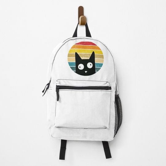 Funny Retro Black Cat Lovers Backpack