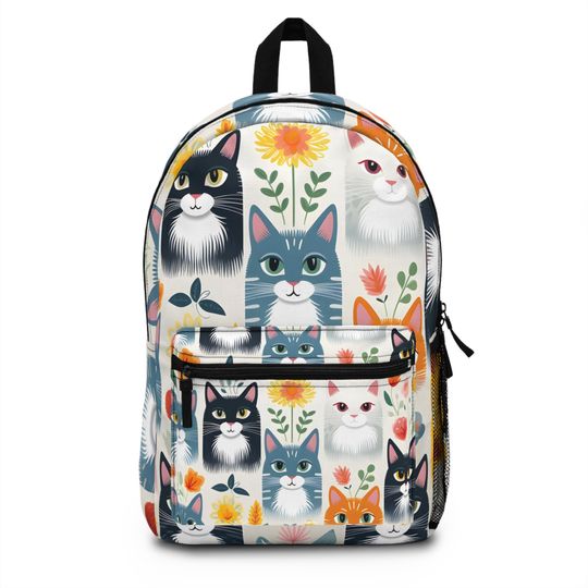 Cute Cat Print Backpack - Purr-fect for Feline Fans and Trendy Fashion
