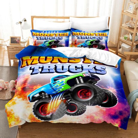 Kids Monster Trucks 3D Bedding Set