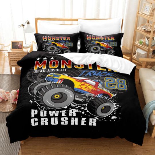 3D Monster Truck Jam Quilt Bedding Set