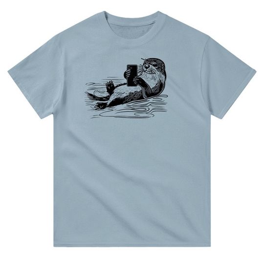 Otter with a Phone Shirt, Animal Lover Shirt, Gifts For Him, Otter Gifts