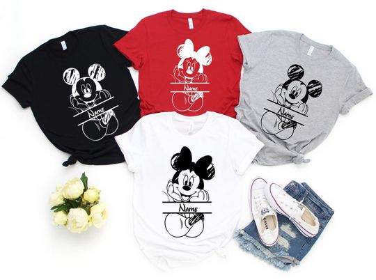 Custom Disney Mickey And Minnie Family Matching Shirt, Personalized Name Disney Matching Trip Shirt, Disneyworld Vacation Group Shirt