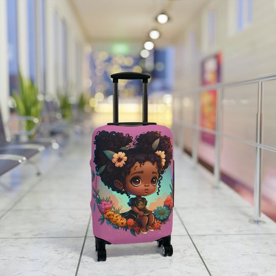 Black Woman Travel Luggage Cover