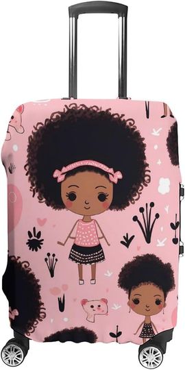 Cute African Black Girl Travel Luggage Cover
