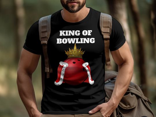 King Bowling Ball Tee, Royal Crown Graphic T-Shirt, Casual Fun Apparel, Gift for Bowlers, Unisex Adult Bowling Shirt