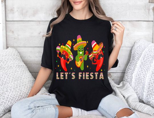 Let's Fiesta Shirt, Mexican Maracas, Sombrero Shirt, Cinco De Mayo