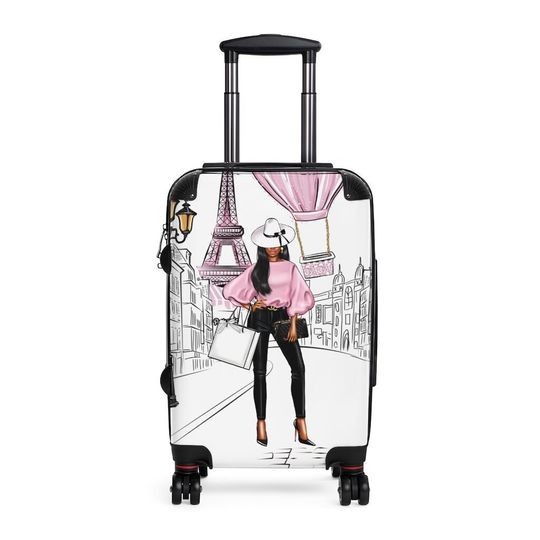 Paris Suitcase, Suitcase for Black Women, Black Girl Suitcase, African American , Carry On Suitcase, Black Girl
