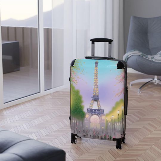 Pastel Eiffel Tower | Unique Custom Wheeled Suitcases  |vely Paris Watercolor