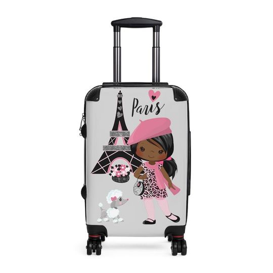 Black Girl in Paris Suitcase - Carryon Rolling - Overhead Bin Suitcase - Spinner Suitcase - TSA Approved - Cute Travel Accessories