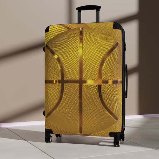 Basketball merch, Golden Basketball design suitcase, Basketball lovers suitcase, Basketball theme suitcase, basketball golden theme suitcase