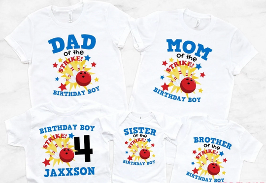 Bowling birthday shirt family, bowling birthday boy, 1st birthday, matching family birthday shirt, parent birthday shirt, sibling, Any Age