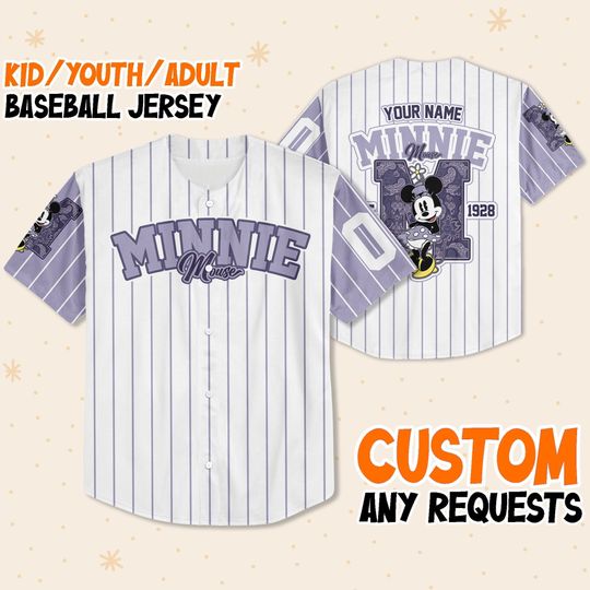 Personalized Cute Minnie Mouse Baseball Jersey