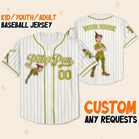 Custom Disney Peter Pan Simple Stripe, Retro Game Day Kid Youth Adult Baseball Jersey