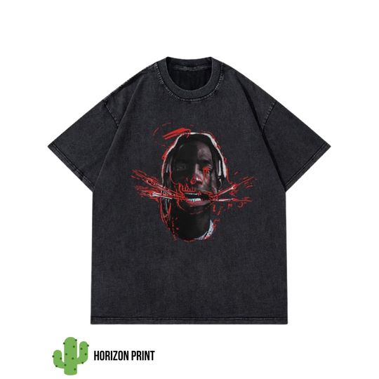 Travis T-Shirt , Oversize Hip Hop T-Shirt, Print Tee, Travis 3D Tee