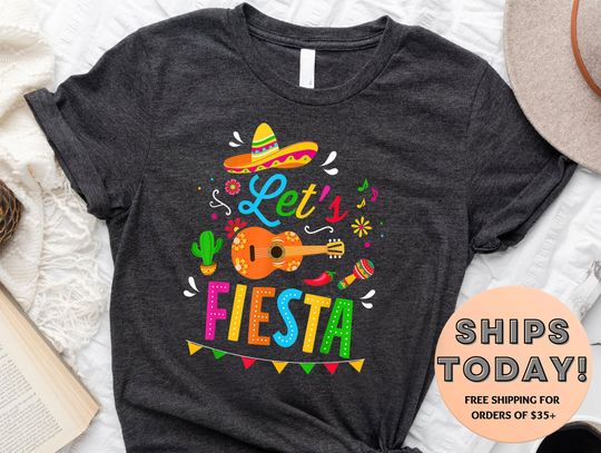 Let's Fiesta Shirt, Mexican Maracas, Sombrero Shirt, Cinco De Mayo Shirt