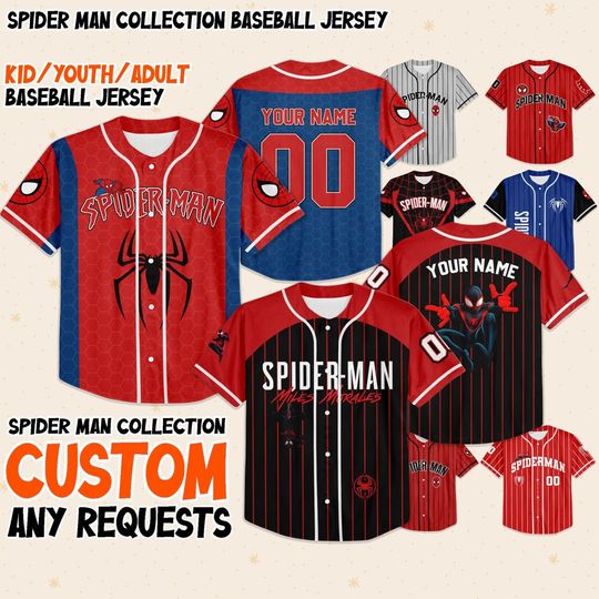 Personalize Disney Spider Man Custom Collection , Custom Spider Verse Baseball Jersey