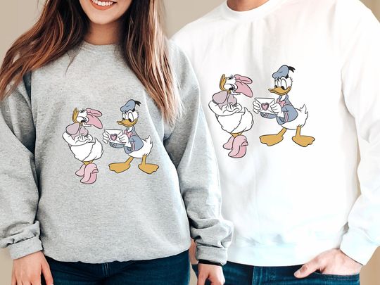 Donald Duck And Daisy Duck Valentine's Day Sweatshirt, Disneyland Valentine Sweatshirt, Cute Couple Sweater, Valentine's Day Gifts