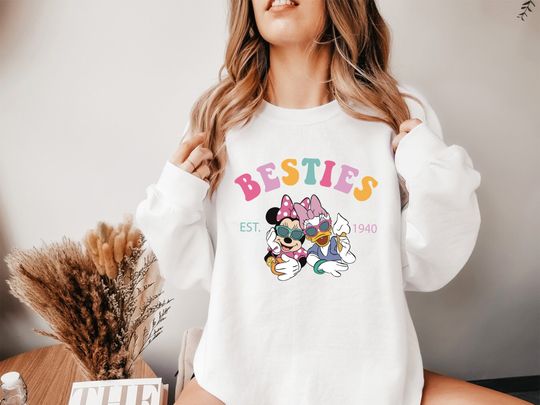 Minnie Mouse and Daisy Duck Sweatshirt, Vintage Besties Hoodie, Disney Sweatshirt,  Disney World Shirt, Matching Besties Disney Shirt