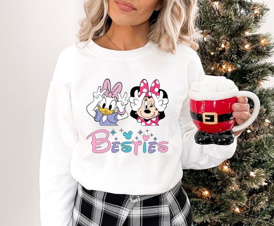 Besties Hoodie, Christmas Disney Minnie and Daisy Hoodie, Disney Mickey And Friends Sweat, Daisy Duck And Minnie Sweat, Gift For BFF